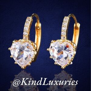 💎109💎 I LOVE YOU Heart Diamond Leverback French Earrings